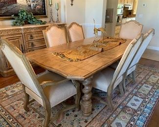 $2050 ~ OB0 ~ FABULOUS BERNHARDT TABLE AND SIX CHAIRS AND TWO LEAVES 