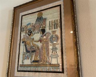 $85 ~ FRAMED EGYPTIAN HAND PAINTED ART ON PAPYRUS 