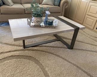 $265~RARE CULTURED STONE AND METAL COFFEE TABLE $165~ MATCHING SIDE TABLES (TWO AVAILABLE)