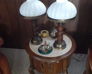 pair of hurricane style table lamps