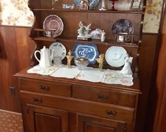 antique walnut Hoosier cabinet $100