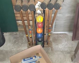 Vintage croquet set with wood balls