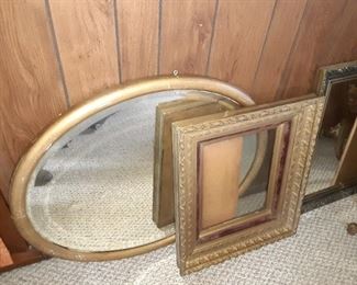 Antique beveled glass mirror and frames