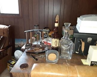 Vintage liquor decanters and miscellaneous barware