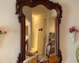 14- $80 - Ornate wood mirror 38”H x 22”W					