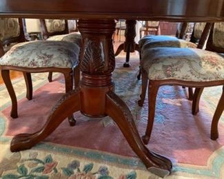 15- $1,050 Inlaid Dining Room Table 44”W x 6’L + 2 leaves 4’ = 10’ table 	