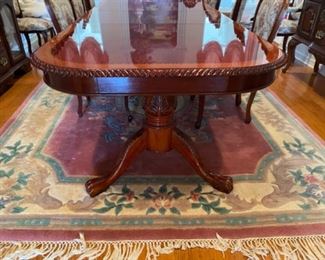 15- $1,050 Inlaid Dining Room Table 44”W x 6’L + 2 leaves 4’ = 10’ table 	