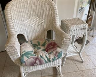 35-$295 Wicker set : setee, 2 arms, 1 rocker,  coffee table, side table, planter 