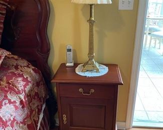 53- $295 Pair of night chest 	20 ½”L 13 ½”D x 29 ½”	& 54- $60 Pair of gold lamps 		