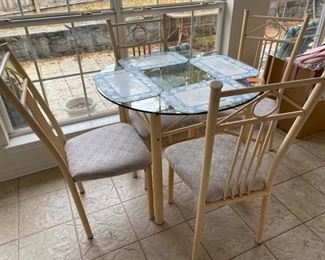 47-$100 - Metal table 36” & 4 chairs cream 			