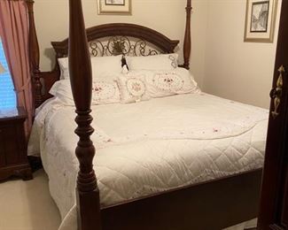 55- $595 King size bed four post 83”H with mattress 			
