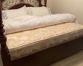 55- $595 King size bed four post 83”H with mattress 		