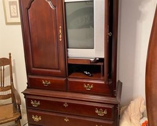 58- $195 Armoire / chest with 5 drawers Mahogany 41”L x 21”W x 6’H 