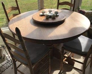 Oak Table with 4 chairs (Lazy Susan separate)