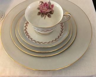 Noritake - "Rosemont" 12-4 pc. place settings, cream/sugar, gravy boat, lg & med oval platters and oval vegetable.