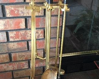 Brass/black Andiron set