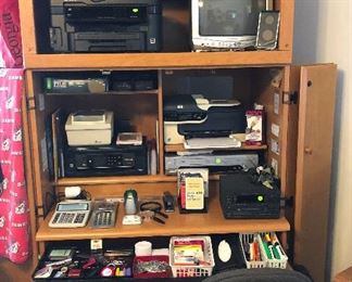 Monitors, printers, paper shredders, calculators, office chairs and office supplies