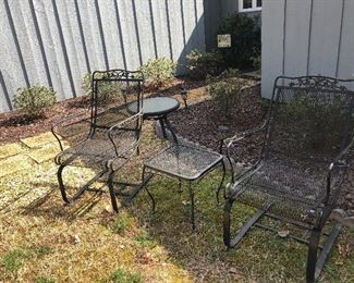 Wrought Iron Chairs (2) and side table
