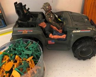 GI Joe Jeep and figures; green men