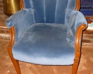 Wood Trimmed Blue Chair
