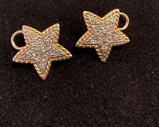 14Kt Star Shaped Stud Diamond Earrings 