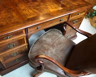 another view of the mahogany desk with leather chair