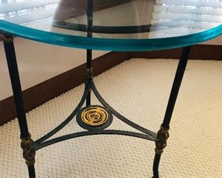 Iron and Glass-topped side table