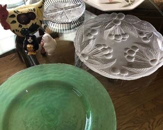 Glassware and signed pottery