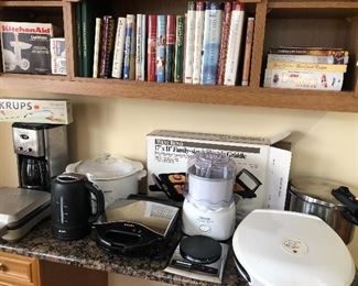 small appliances and cookbooks 