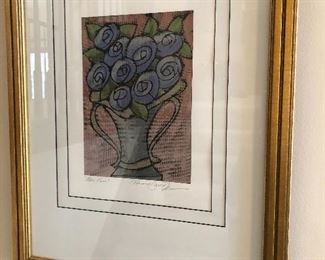 "Blue Roses" - signed, numbered - framed