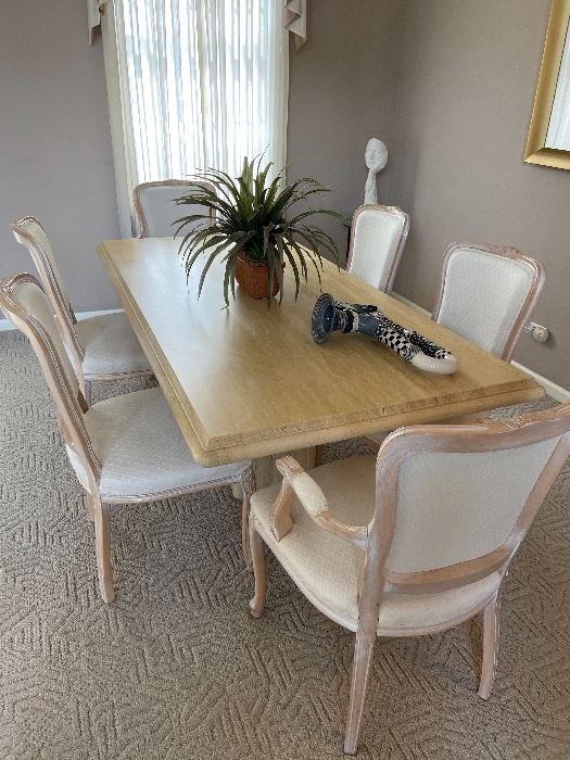 Travertine Pedestal Dining table...IMMACULATE!