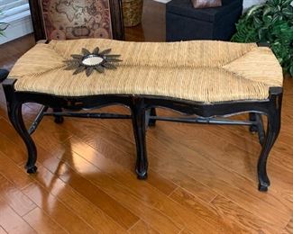 Rush seat Bench measures 42" x 19" x 19"