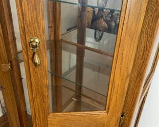Oak 2 Door Lighted Curio Cabinet measures 32" x 18" x 74"