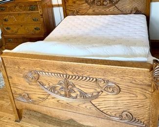 *Antique Golden Oak Beautifully Carved Full Bed Frame $450
*Beautyrest Full Mattress, used in guest room, only 1 yr old $500