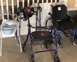 Walkers, wheel chair, etc.