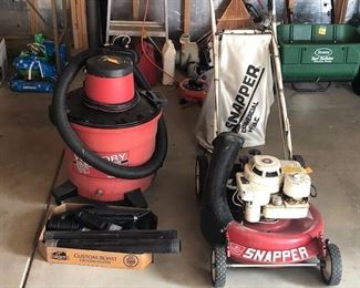 Snapper lawn mower elec. start, shop vac