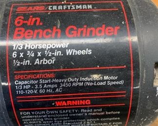Sears Craftsman 6 inch Bench Grinder