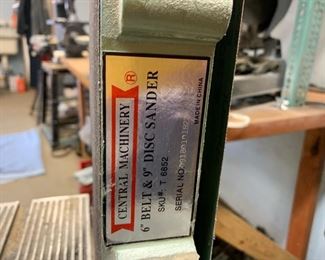 Central Machinery 6" Belt & 9" Disc Sander