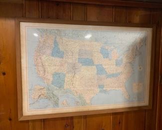 Vintage 1950-60s Rand McNally cosmopolitan USA Huge Framed School map