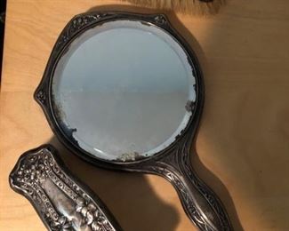 Vintage Hand Mirror and Brushes
