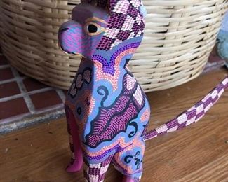 Alberjie painted wood carving from the Oaxacan area of Mexico.