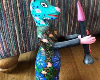 Alberjie painted wood carving from the Oaxacan area of Mexico.