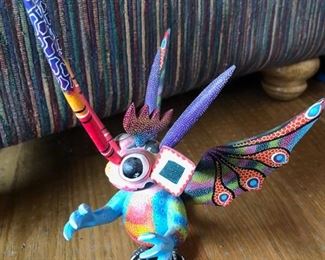 Alberjie painted wood carving from the Oaxacan area of Mexico.