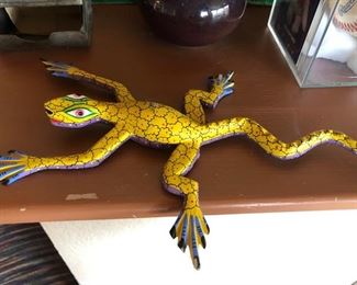 Alberjie painted wood carving from the Oaxacan area of Mexico.