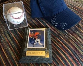 Ken Griffey Jr. Signed and Framed Card, Edgar Martinez Signed Baseball