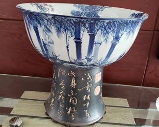 LARGE ASIAN PEDESTAL BOWL