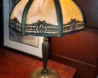 ANTIQUE SLAG GLASS LAMP
