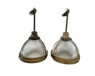 Ann-Morris Holophane Pendants, Pair