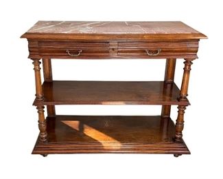 Pink Marble Top 2 Drawer Server