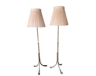 Brass Floor Lamps, Pair